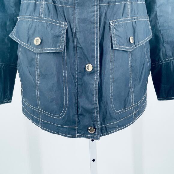 MICHAEL Michaels Kors Navy Blue Zip Adjustable Classic Raincoat Jacket S - Picture 4 of 12